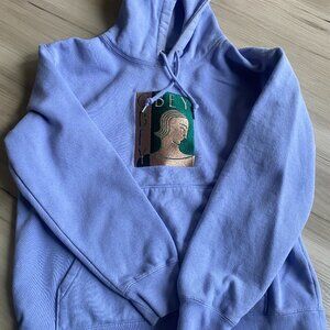OBEY WOMENS CUT OUT HOODIE, HOODED SWEATSHIRT WITH OBEY EMBROIDERY size small